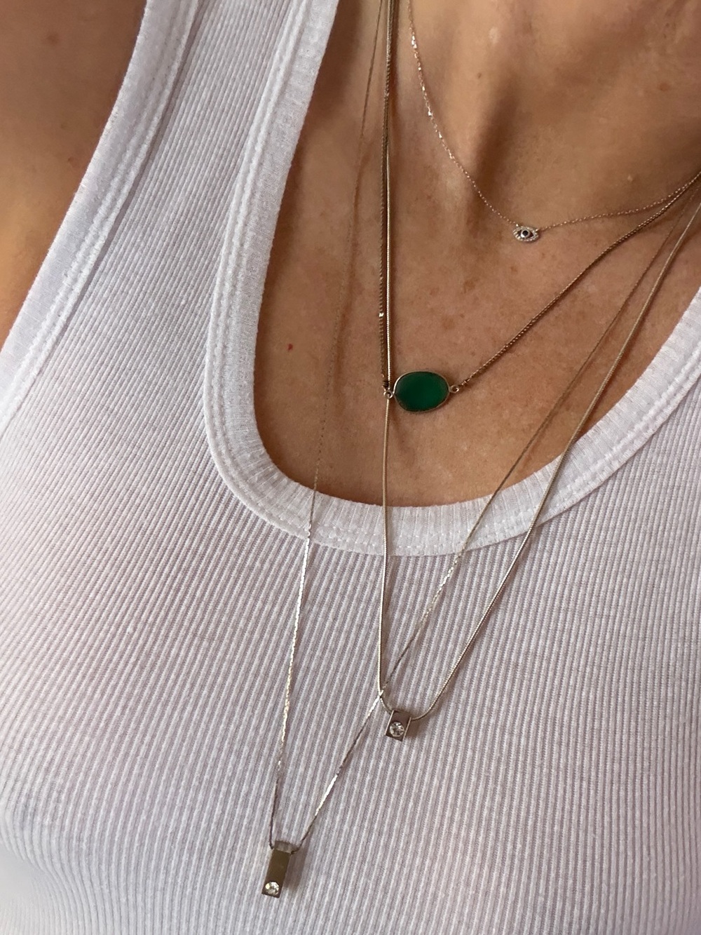 White House black market pace crystal gold pendant double chain necklace